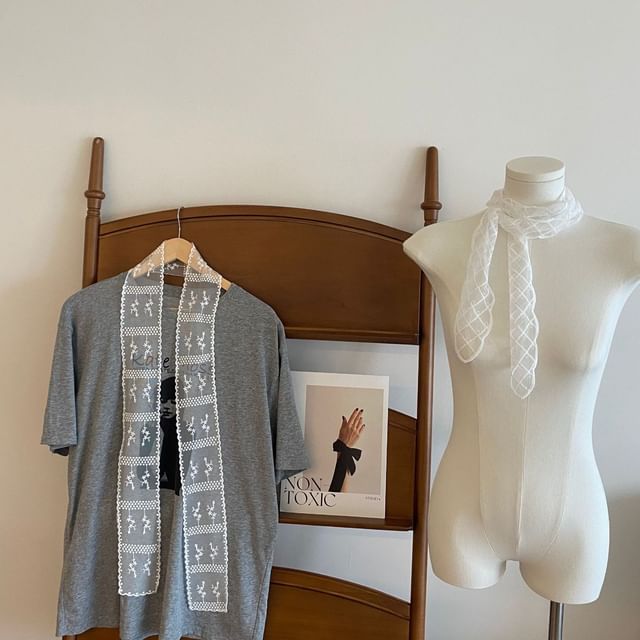Combon-Lace Narrow Scarf Various Designs