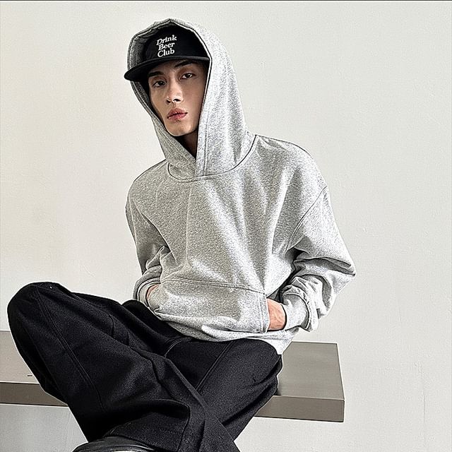 Nahagin-Plain Pocket Hoodie
