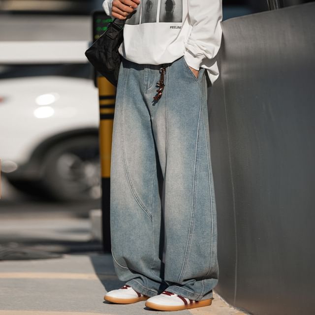 Really Point-High Waist Washed Wide Leg Jeans