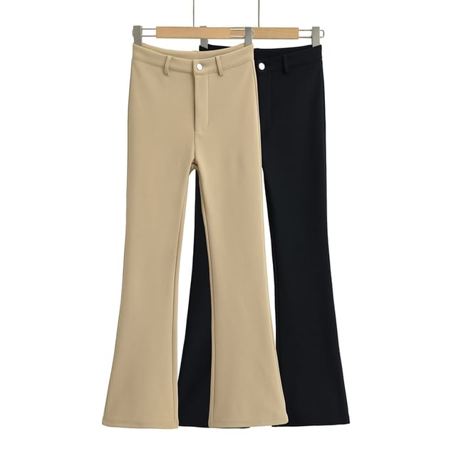Ulark-High Waist Plain Flared Suit Pants