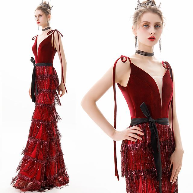 Tassel shop evening gown