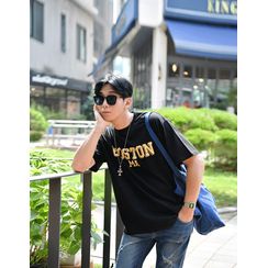 GERIO - Round-Neck Letter-Printed T-Shirt GERIO - Round-Neck Letter-Printed T-Shirt