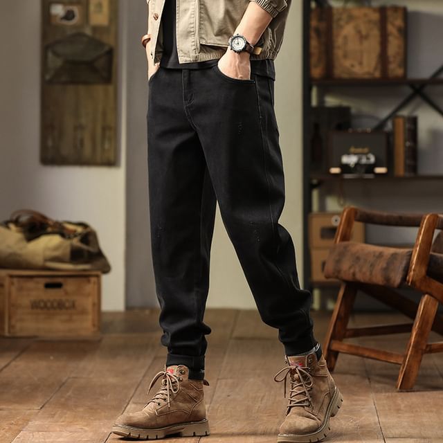 Nataro-Mid Rise Plain Harem Jeans