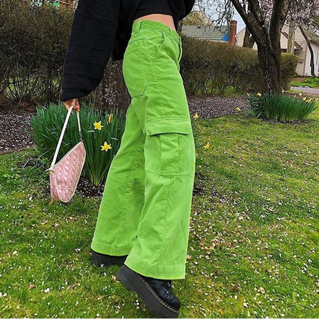 Roxy Neon Green Shell Pocket Cargo Trousers – LASULA