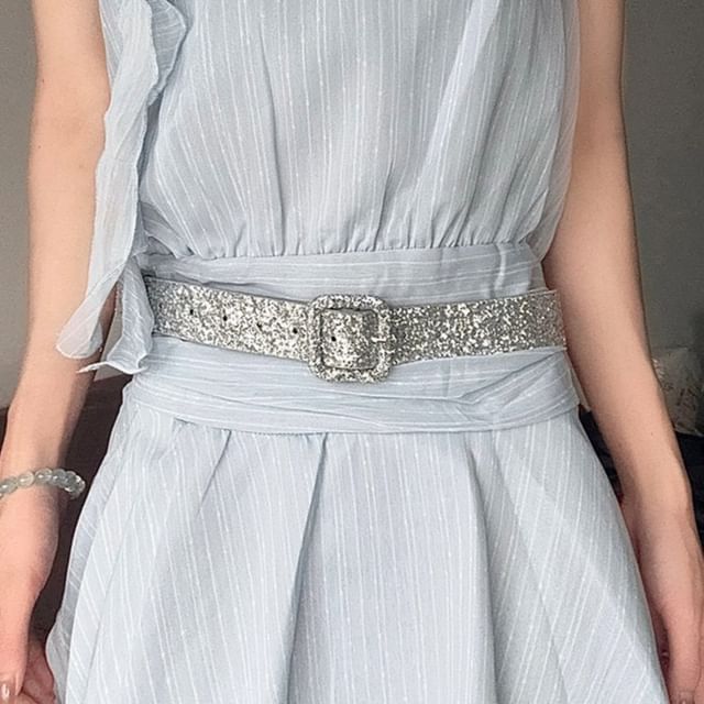 Rofuka-Sequined Faux Leather Belt