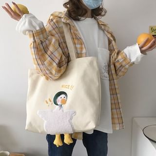 TangTangBags Duck Embroidered Canvas Tote Bag