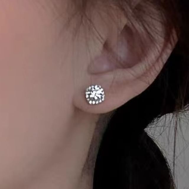 Parskletie-925 Sterling Silver Rhinestone Stud Earring