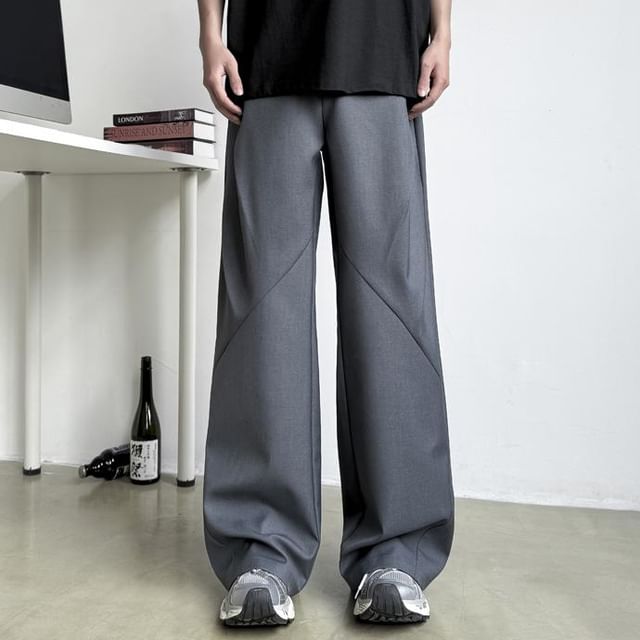 Mimiyox-Mid Rise Plain Wide Leg Pants
