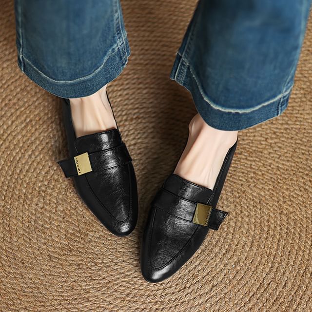 Megan-Faux Leather Buckled Loafers
