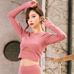 Wontto - Long-Sleeve Cropped Sports T-Shirt