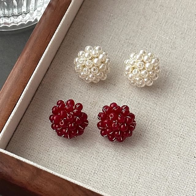 Jael-Beaded Ball Stud Earring