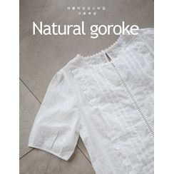 GOROKE - Pintuck-Front Laced Blouse GOROKE - Pintuck-Front Laced Blouse