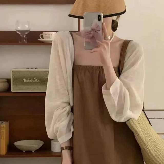 Happo-Plain Sheer Open Front Crop Cardigan