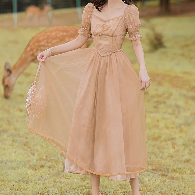 sachin and babi light blue dress Anthropologie Joie midi/maxi peach botanical fairy main image 1
