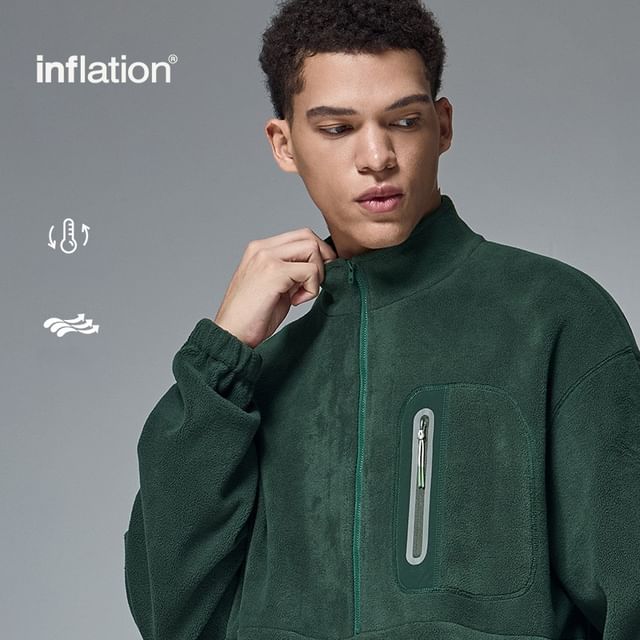 Newin-Half-Zipper Fleece Pullover with Pocket
