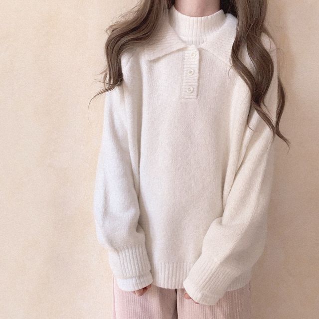 Glotto-Long-Sleeve Woolen Knit Polo Shirt