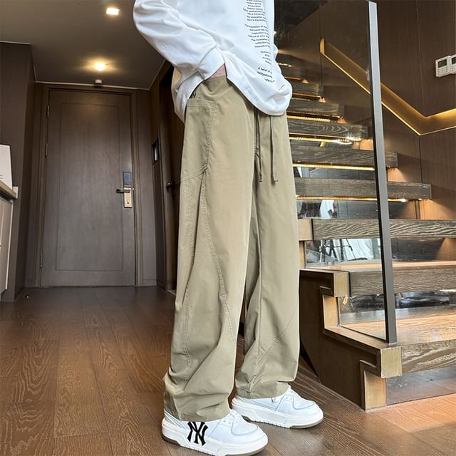 Priam-Mid Rise Plain Wide Leg Pants
