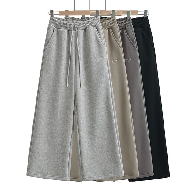 Faiar-High Waist Plain Wide Leg Sweatpants