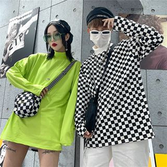 MELLO - 情侶款仿高領長袖上衣 MELLO - 情侶款仿高領長袖上衣