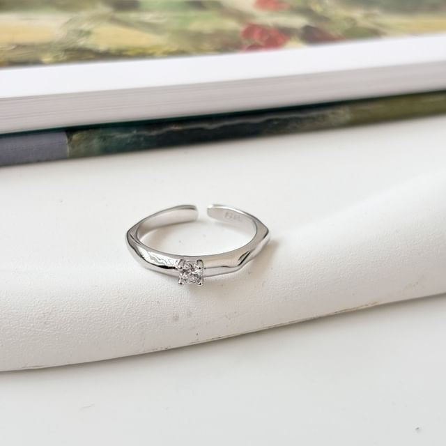 Forainer-Rhinestone Sterling Silver Open Ring