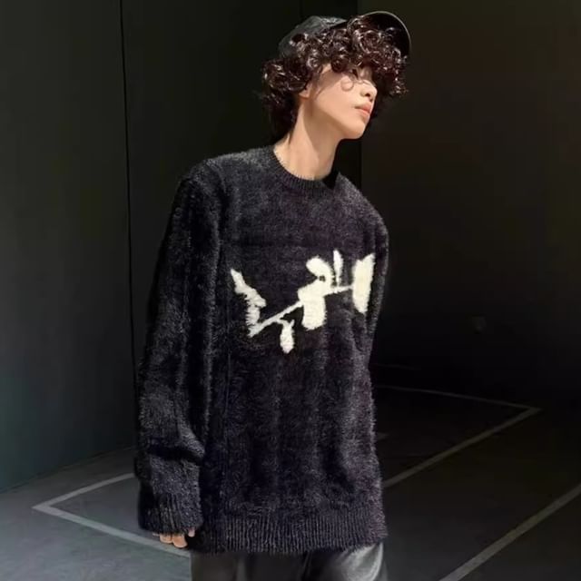 Savenne-Round Neck Two Tone Sweater
