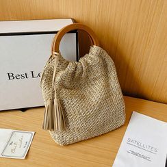 Anadelta - Tassel Woven Handbag Anadelta - Tassel Woven Handbag