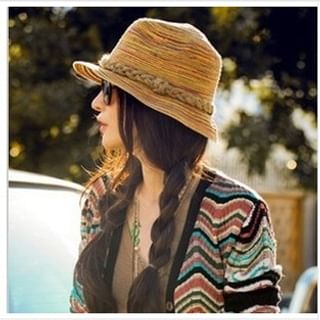 FROME-Braided Trim Straw Fedora Hat