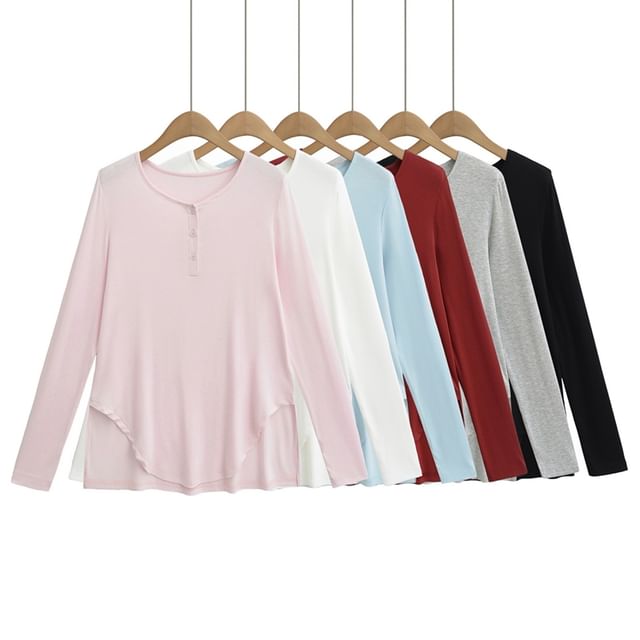 Ulark-Long-Sleeve Henley Tee