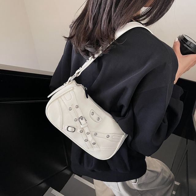 TangTangBags-Plain Grommet Shoulder Bag