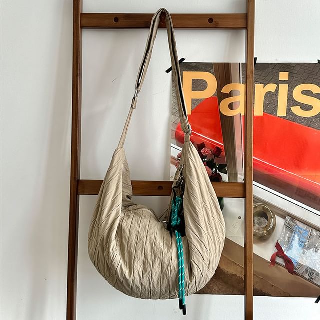 Basaran-Plain Ribbed Crossbody Bag