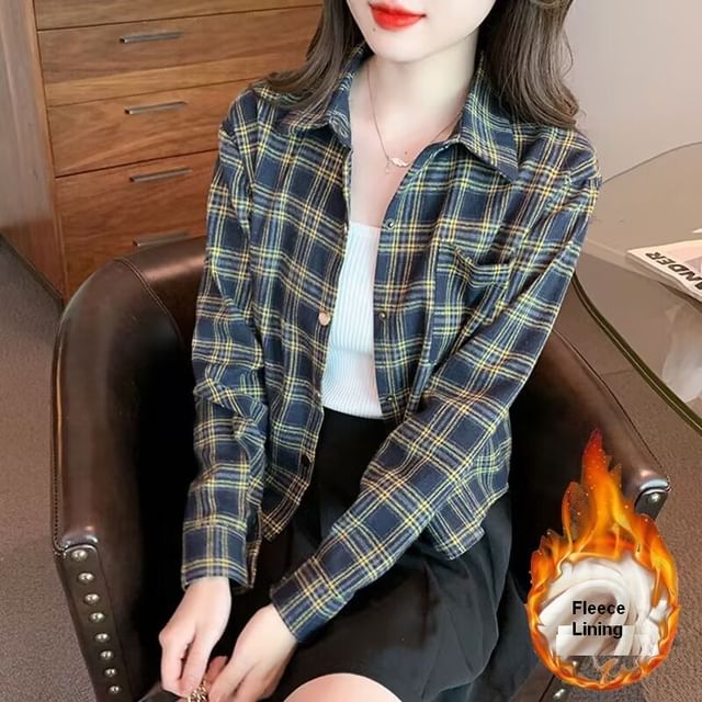 MIKIGA-Plaid Button-Up Shirt