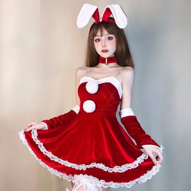 white christmas dresses DokiDoki-R Cosplay Costume White Christmas Dress – dokidokicosplay