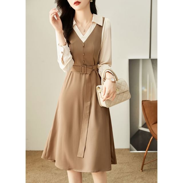 knee length dresses for ladies Floral Print V-Neck Belted Midi Dress  Charming Charlie