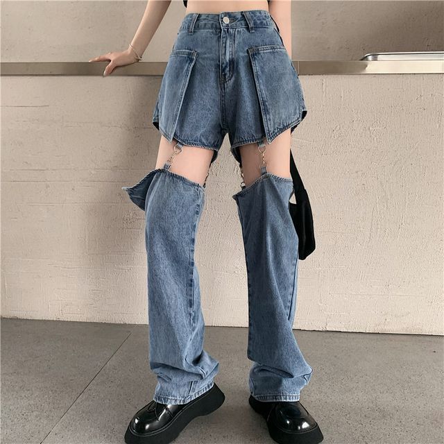 Windflower - Detachable Wide-Leg Jeans 