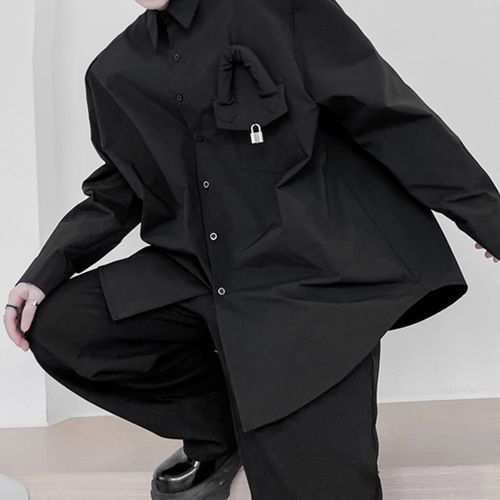 Long Sleeve Lock Accent Oversized Shirt