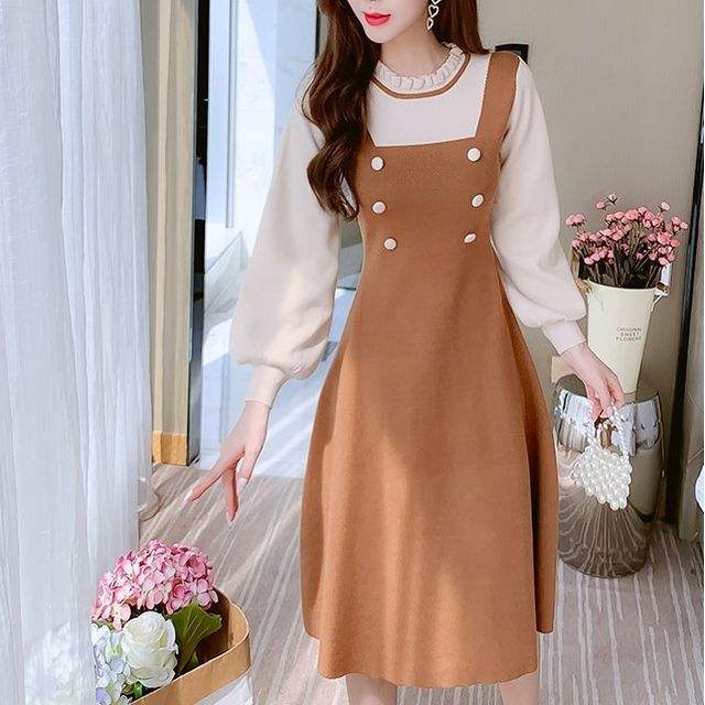 herlipto Two-Tone Double Sleeve Dress K22LtQw45d