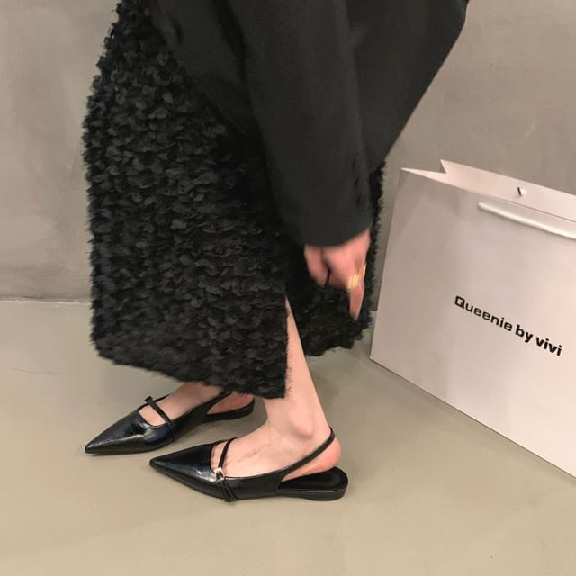 Anran-Pointy Buckled Singback Mules