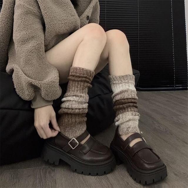 Gentiana-Gradient Ribbed Knit Leg Warmers