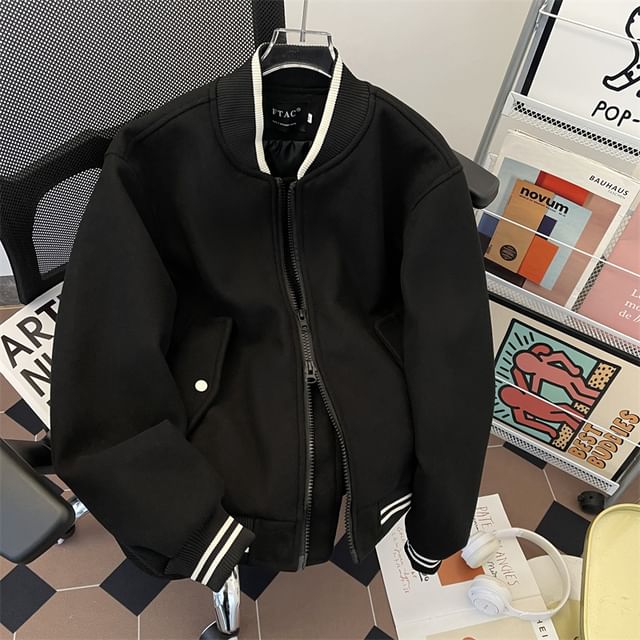 Plummie-Contrast Trim Zip Jacket