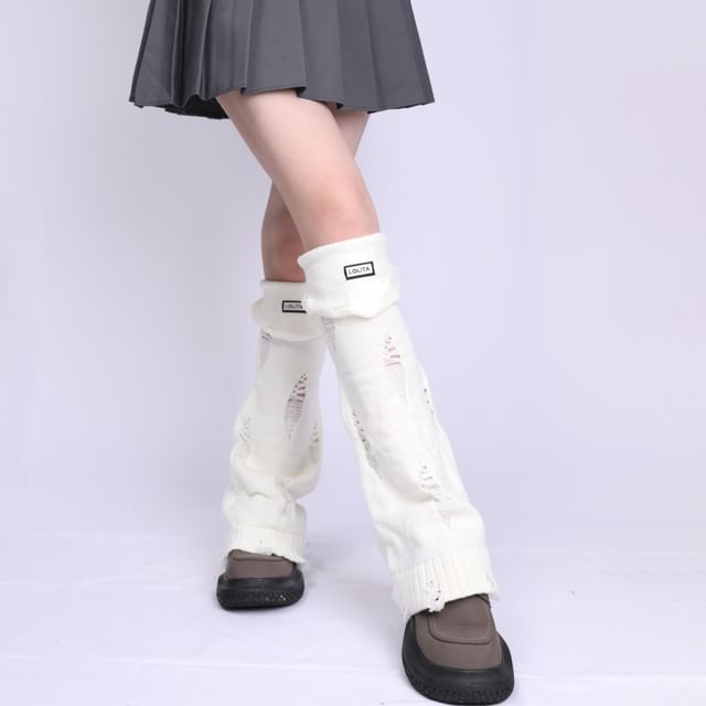 Whychunga-Plain Distressed Knit Leg Warmers