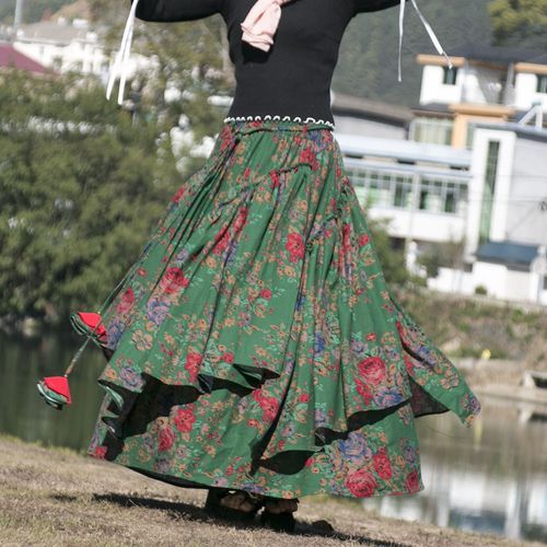 Floral and Frill Maxi Skirt