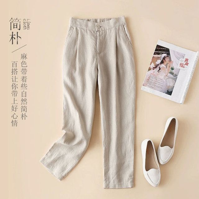PANDAGO-Plain Cropped Tapered Pants