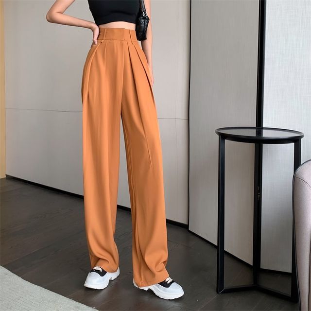 Maisee High Waist Loose Fit Dress Pants YesStyle