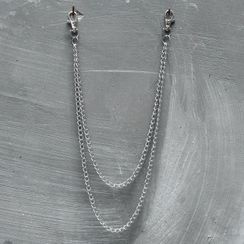 Safety Pin Layered Chain Brooch