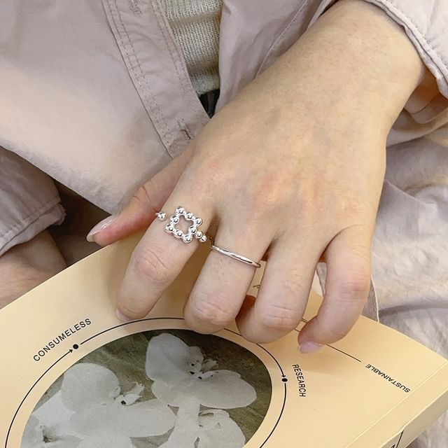 Seirios-Square Bead Open Ring