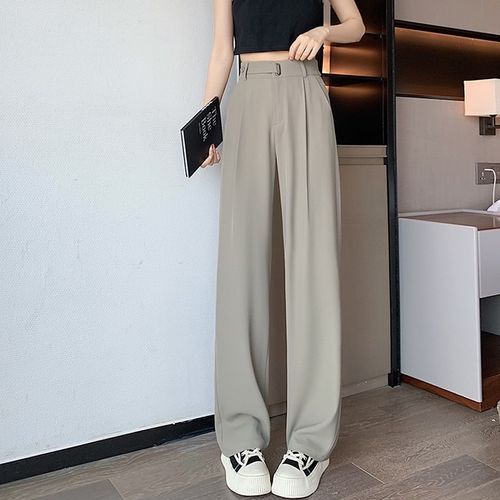 High Waist Plain Wide Leg Dress Pants