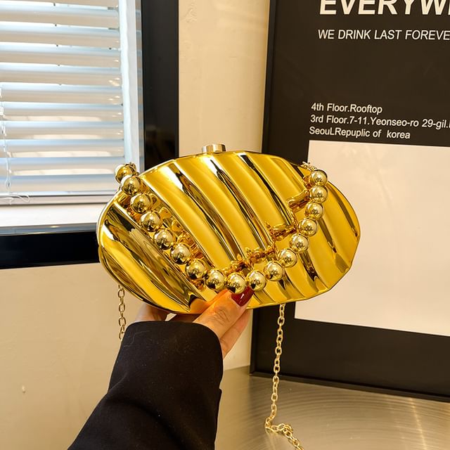 Mulgam-Bead Strap Box Crossbody Bag