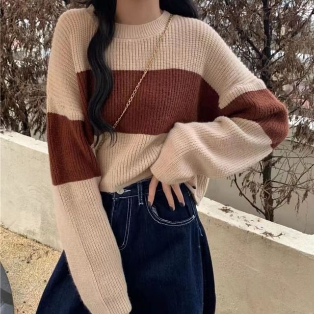 Sisyphi-Crewneck Two Tone Sweater