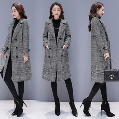 Brigitte - Double Breasted Plaid Coat | YesStyle