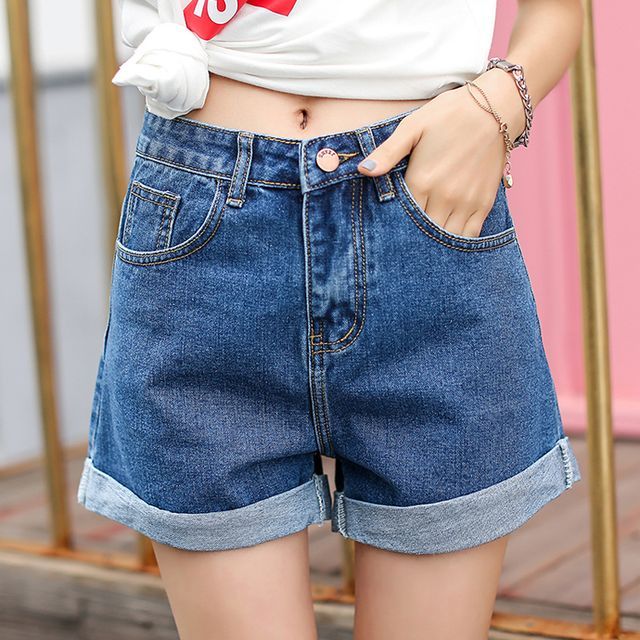 Everose-Mid Rise Denim Shorts
